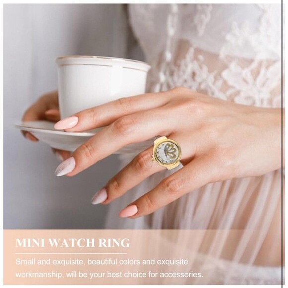 Ring Watch: Butterfly Shape, Gold Round Quartz Vintage Ring Watch - Unisex - Picture 6 of 8